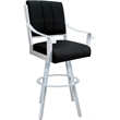 Pemberly Row Leather Swivel Metal Bar Stool 30