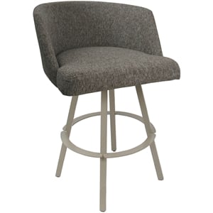 Pemberly Row Swivel Metal Bar Stool 30&quot Seat in Gray with Beige