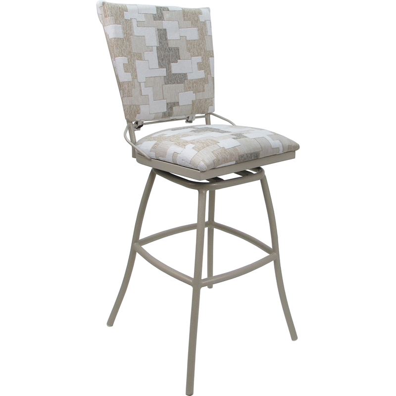 Pemberly Row Set of 3 Outdoor Indoor Extra Tall Stools - Arms in White & Beige