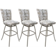 Pemberly Row Set of 3 Outdoor Indoor Extra Tall Stools - Arms in White & Beige