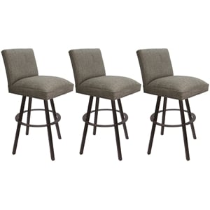 Pemberly Row Set of 3 Swivel Metal Bar Stools 30&quot in Cocoa with Brown