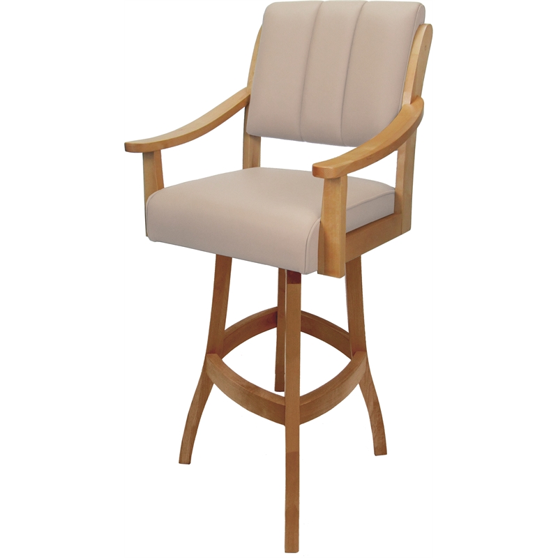 Pemberly Row Leather Solid Wood Bar Stool 30