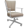 Pemberly Row Leather Dining Caster Chair Swivel Tilt in Tan on White