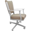 Pemberly Row Leather Dining Caster Chair Swivel Tilt in Tan on White