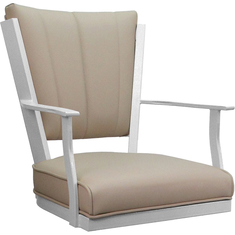 Pemberly Row Leather Dining Caster Chair Swivel Tilt in Tan on White
