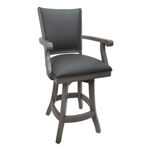 Pemberly Row Contemporary Swivel Counter 26&quot Wood Bar Stool with Arms