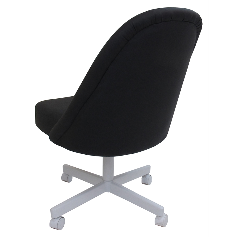 Pemberly Row Dinette Swivel Caster Chairs - Crackle Glass in Black Vinyl & White