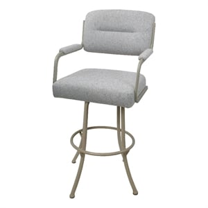 Pemberly Row Swivel Counter 26&quot Metal & Bar Stool in Beige/Charcoal