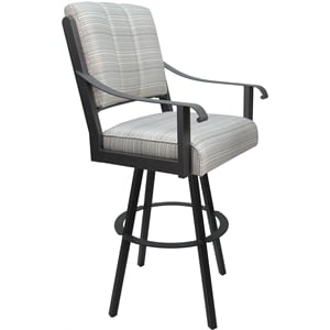 Pemberly Row Counter Bar Stool Swivel Metal 26&quot Seat in Natural Cream with Gray