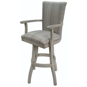 Pemberly Row 30&quot Swivel Solid Wood Bar Stool with Arms in Natural