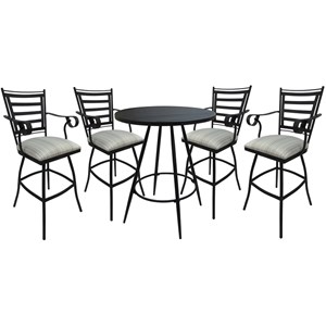 Pemberly Row Outdoor/Indoor Pub Set in 30&quot Stool and Arms & Natural-Black