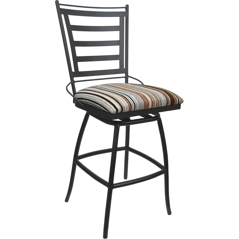 Pemberly Row Outdoor Indoor Counter Bar Stool -Armless in Nutmeg with Gray