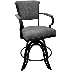 Pemberly Row Swivel Tilt Metal Counter Stool 24&quot Seat in Gray with Black