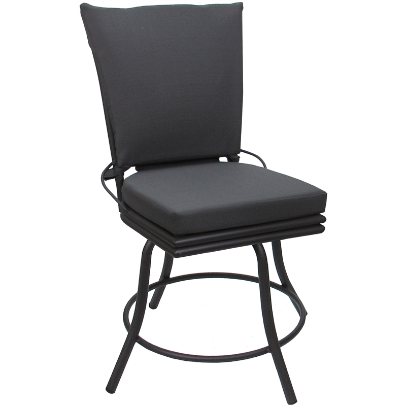 Pemberly Row Patio Dining Set - without Arms in Dark Gray Linen & Gray