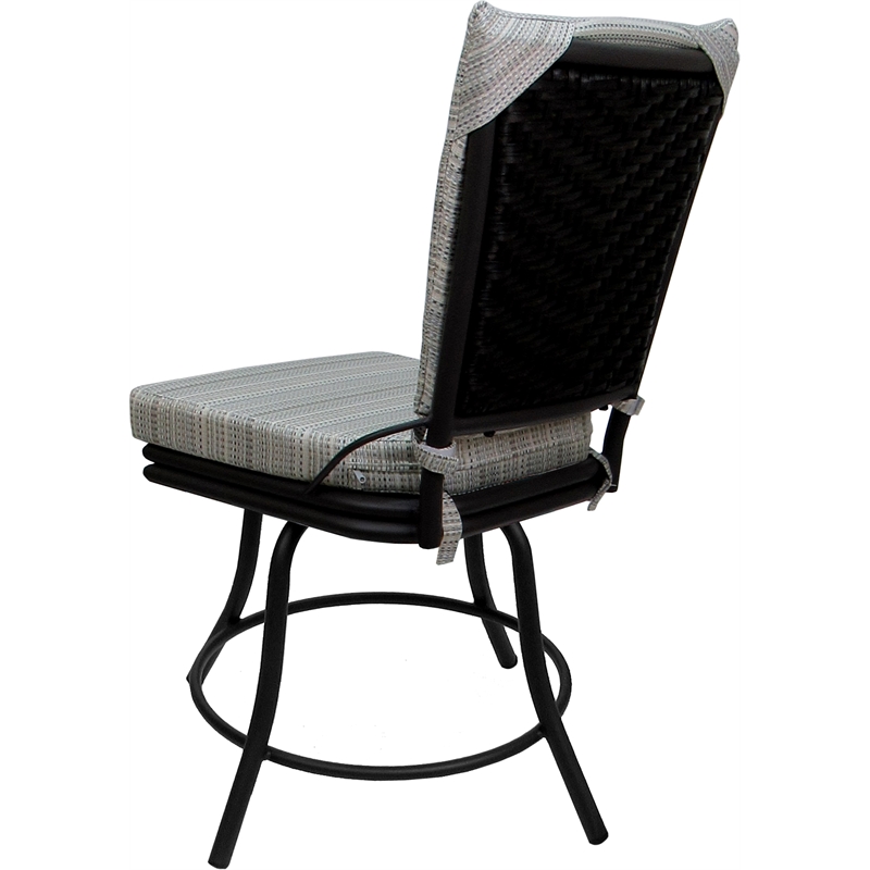 Pemberly Row Outdoor/Indoor Patio Dining Chair in Natural Cream with Black