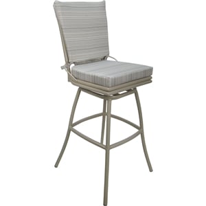 Pemberly Row Outdoor/Indoor Counter 26&quot Bar Stool in Natural Cream & Beige