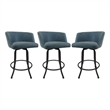 Pemberly Row Swivel Extra Tall Vinyl & Metal Bar Stool Blue/Gray Set of 3