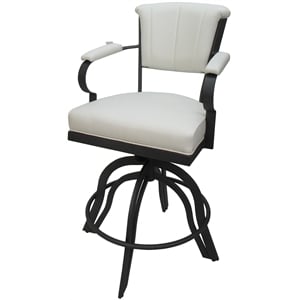 Pemberly Row Swivel Tilt Metal Counter Stool 24&quot Seat in White Vinyl with Black
