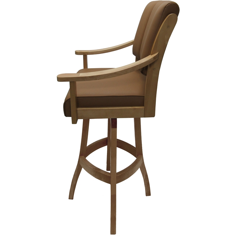 Pemberly Row Leather Extra Tall Solid Wood Bar Stool 34