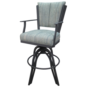 Pemberly Row Swivel Tilt Metal Counter Stool 24&quot Seat in Aqua with Gray