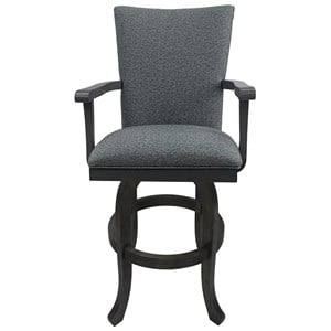 Pemberly Row 26&quot Melina Base Swivel Wood Counter Stool in Aqua Marine Blue