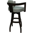 Pemberly Row Swivel Wood Bar Stool in Plus & Aquatint Teal Dark Walnut