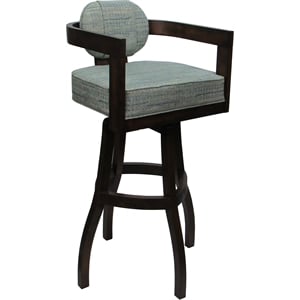 Pemberly Row Swivel Wood Bar Stool in Plus & Aquatint Teal Dark Walnut