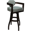 Pemberly Row Swivel Wood Bar Stool in Plus & Aquatint Teal Dark Walnut