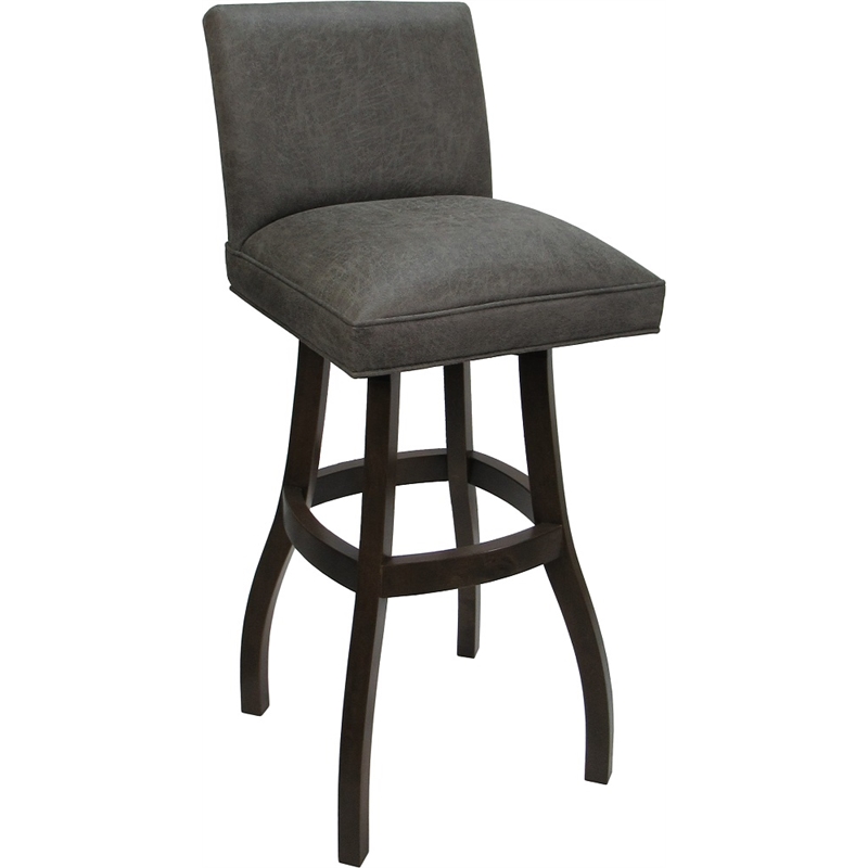 Pemberly Row Extra Tall Solid Wood Bar Stool in Elk Charcoal with Dark Walnut
