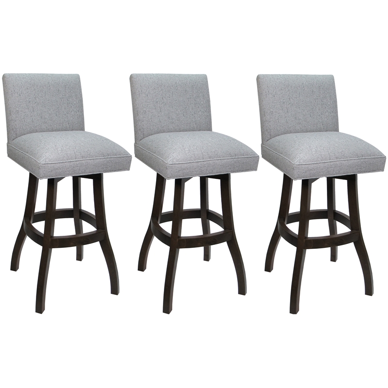 Pemberly Row Set of 3 Swivel Wood Counter Stools Slate Dark Walnut