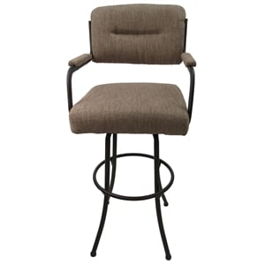 Pemberly Row Swivel Extra Tall 34-35&quot Bar Stool in Beige on Brown Metal