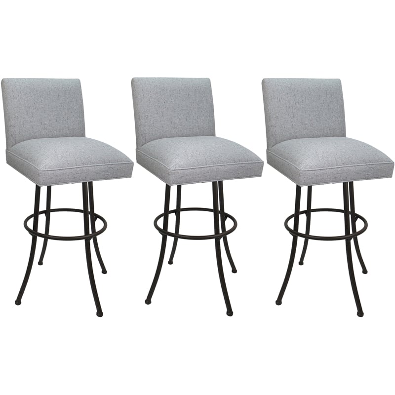 Pemberly Row Set of 3 Extra Tall Swivel Metal Stools Slate in Brown
