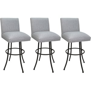 Pemberly Row Set of 3 Extra Tall Swivel Metal Stools Slate in Brown