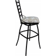 Pemberly Row Aluminum Outdoor Swivel Bar Stool Armless in White with Black