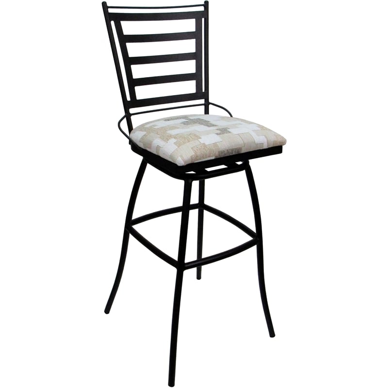 Pemberly Row Aluminum Outdoor Swivel Bar Stool Armless in White with Black