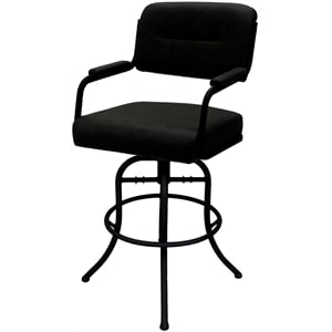 Pemberly Row Swivel Metal Bar Stool 30&quot in Black Vinyl with Black Frame
