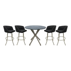 Pemberly Row Pub Set 30&quot Swivel Bar Stools Black Lava in Beige