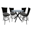 Pemberly Row 5-Piece Outdoor/Indoor Pub Set in Dark Gray/Black