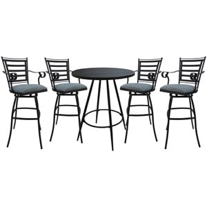 Pemberly Row Outdoor/Indoor Pub Set in 30&quot Stool and Arms & Indigo Blue-Black