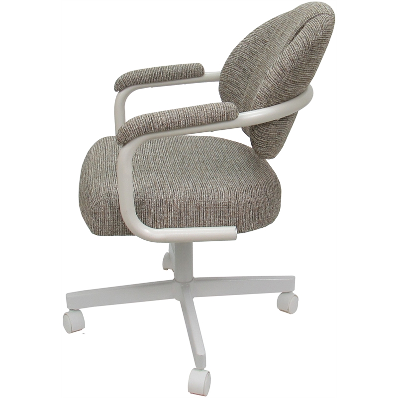 Pemberly Row Swivel Metal Dining Caster Chair in Khaki with White