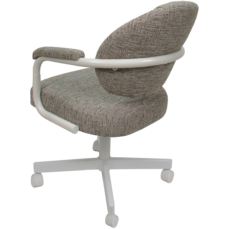 Pemberly Row Swivel Metal Dining Caster Chair in Khaki with White