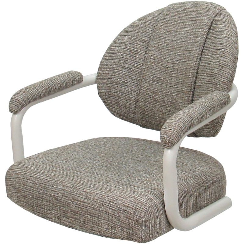 Pemberly Row Swivel Metal Dining Caster Chair in Khaki with White