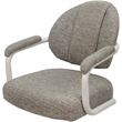 Pemberly Row Swivel Metal Dining Caster Chair in Khaki with White