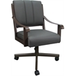 Pemberly Row Leather Dining Caster Chair Swivel Tilt in Gray on Brown