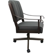 Pemberly Row Leather Dining Caster Chair Swivel Tilt in Gray on Brown