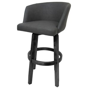 Pemberly Row Swivel Wood Bar Stool 30&quot - Vivian in Charcoal Vinyl with Gray