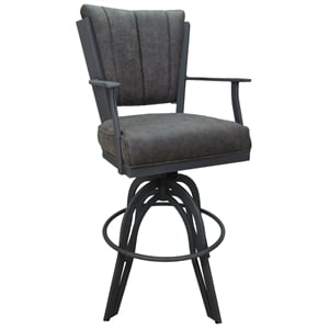 Pemberly Row Swivel Tilt Metal Counter Stool 24&quot Seat in Charcoal with Gray