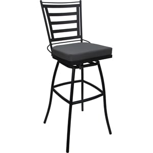 Pemberly Row Outdoor or Indoor Bar Stool 30&quot Seat in Dark Gray with Black