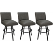 Pemberly Row Set of 3 Swivel Metal Counter Stools in Elk Charcoal with Gray