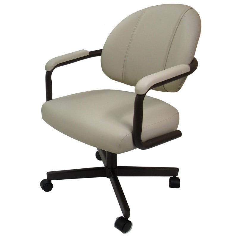 Pemberly Row Swivel Caster Chairs in Crackle Glass Ocean Beige Vinyl Coffee